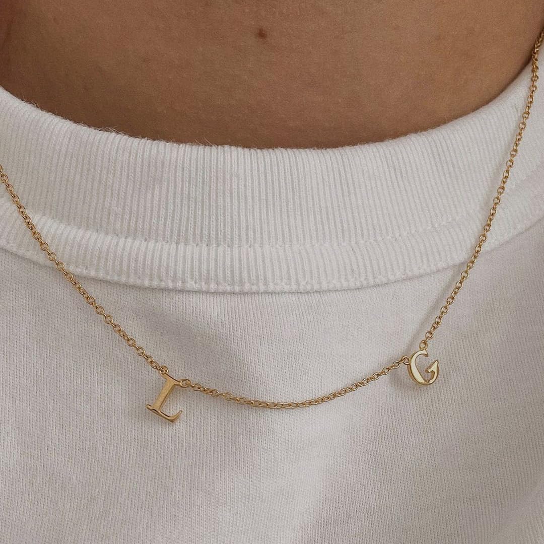 Initial Necklace for Women, 14k Gold Plated Dainty Gold Letter Necklace, Personalized Initial Pendant Necklace Gold Choker Necklace for Women - Image 7