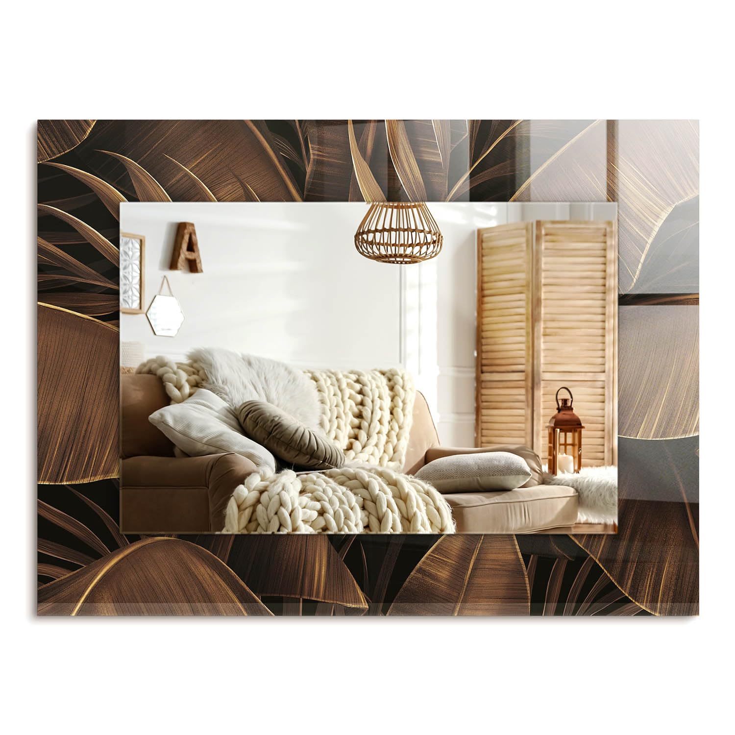Miroir imprimé 80x60 cm sans cadre pour agrandir une pièce sombre et décorer un mur vide