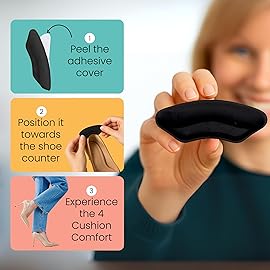 Walkize Metatarsal Pads Women | Heel Inserts for Women | Ball of Foot Cushions (2 Pairs Foot Pads) All Day Pain Relief and Comfort One Size Fits Shoe Inserts (Heel Grip Black, 2 Pairs)