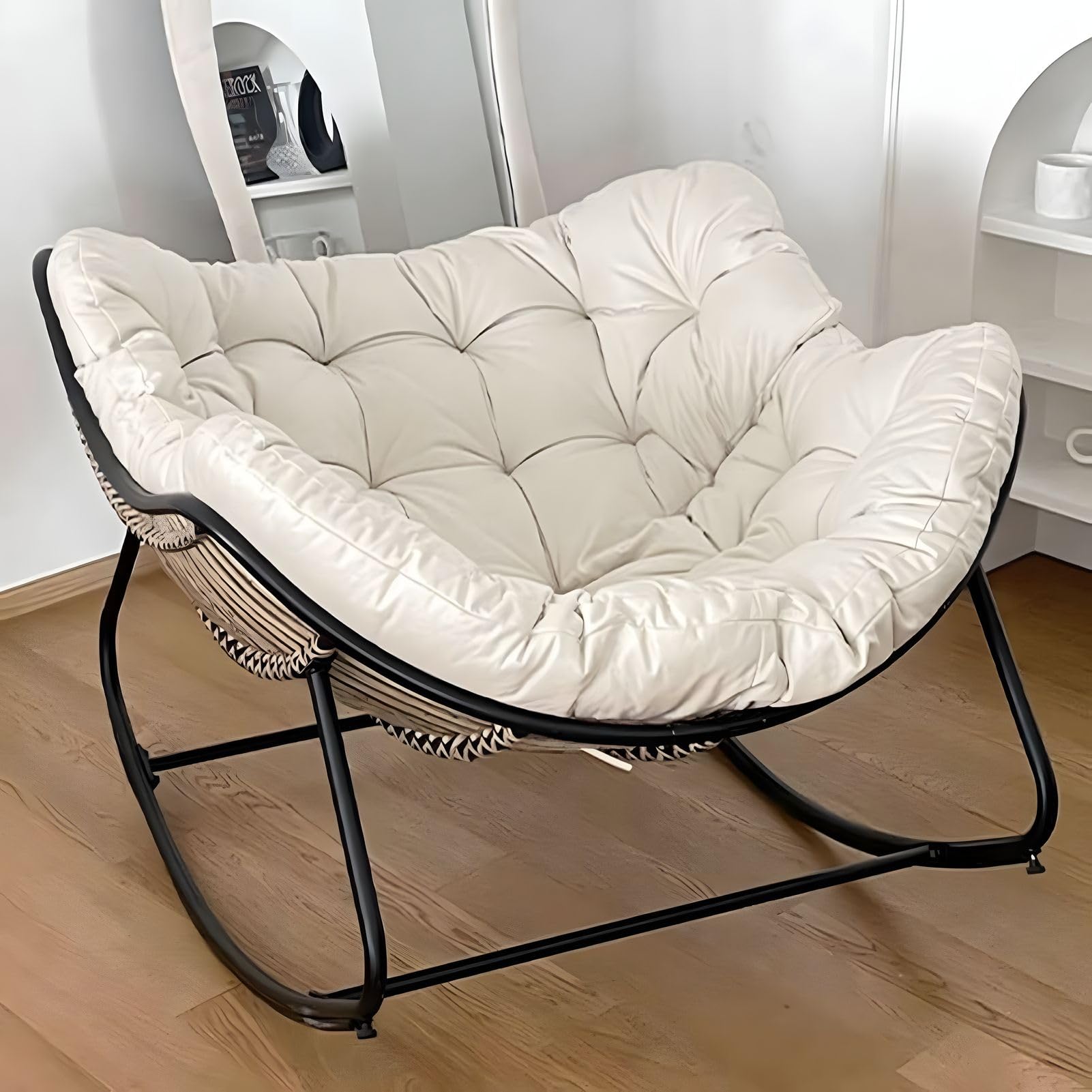 Genérico Padded Rocking Chair - Oversized Adult Lounge Balcony Steel Frame Patio, Garden and Living Room OutdoorIndoor Comfort Office Chair