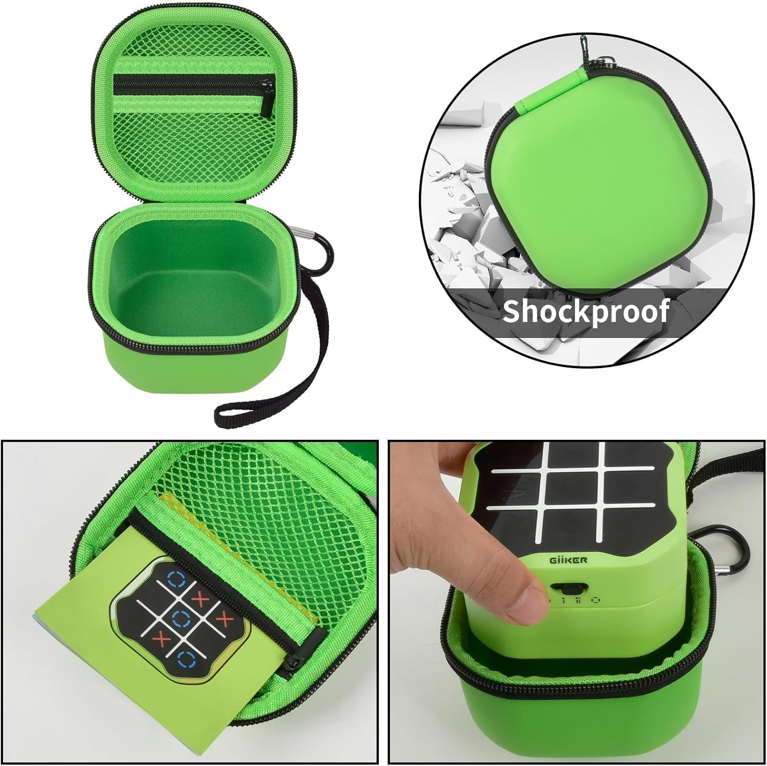 GWCASE Storage Case for Tic Tac Toe Bolt Game Original 3-in-1 Handheld Puzzle Console - Portable Organizer Holder Travel Games for Car Ride,Birthday Gifts for Boys Girls(Bag Only)-Green