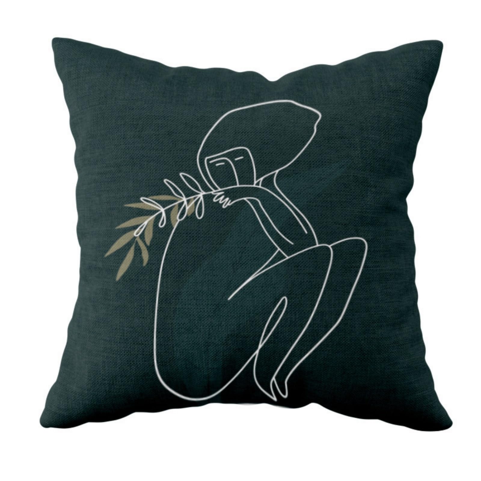 Cushion Covers 40cm x 40cm Green Abstract Pillowcase Invisible Zipper
