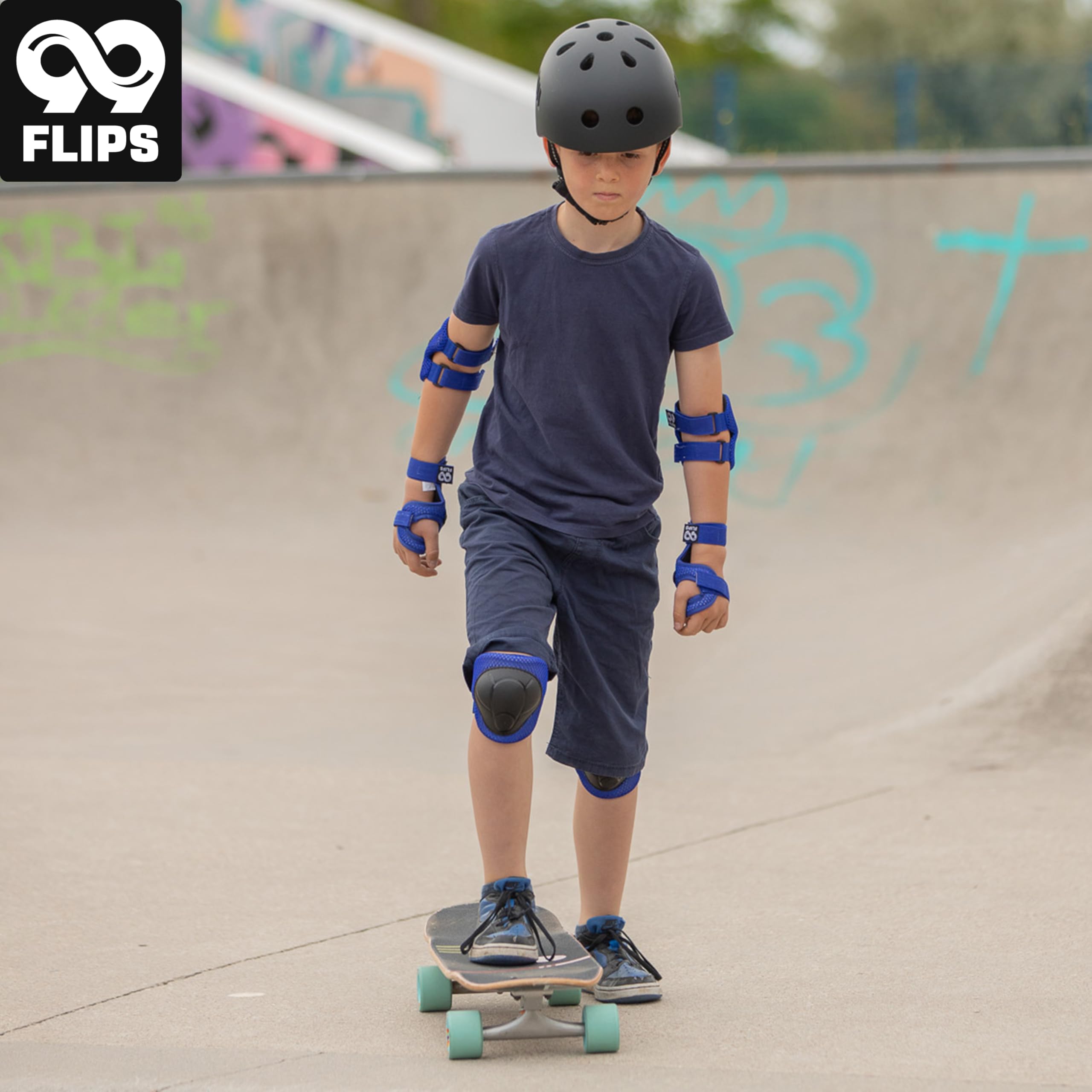 99FLIPS Protection Roller Enfant Genouillère Inline Skate - équipement de Protection Skateboard protecteurs genouillère Enfant, coudiere protecteurs Set de Protection Flash