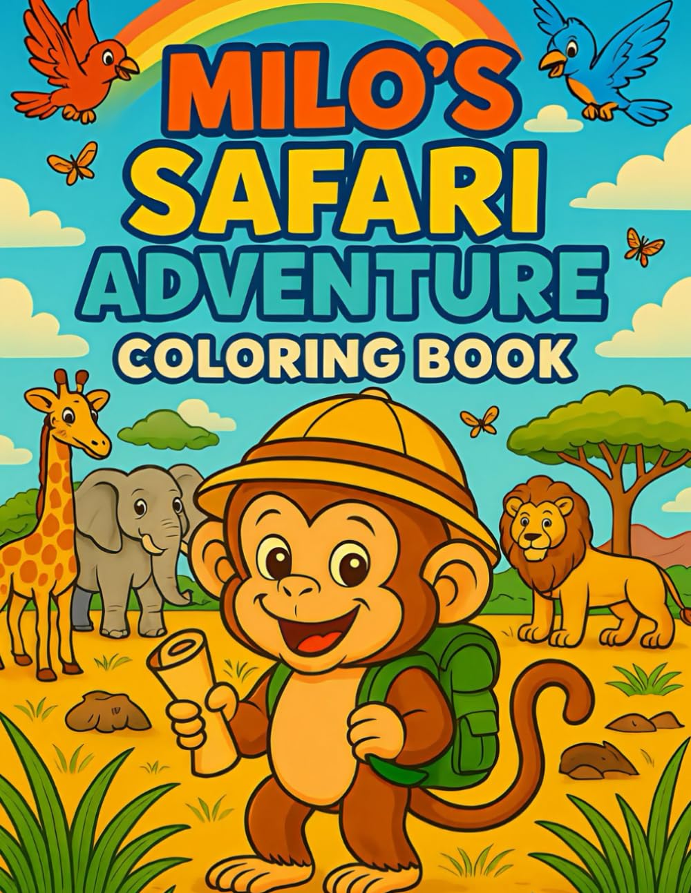 Milo’s Safari Adventure: A Fun Coloring Book Journey for Kids Ages 3–8 (The Adventures of Milo the Monkey)