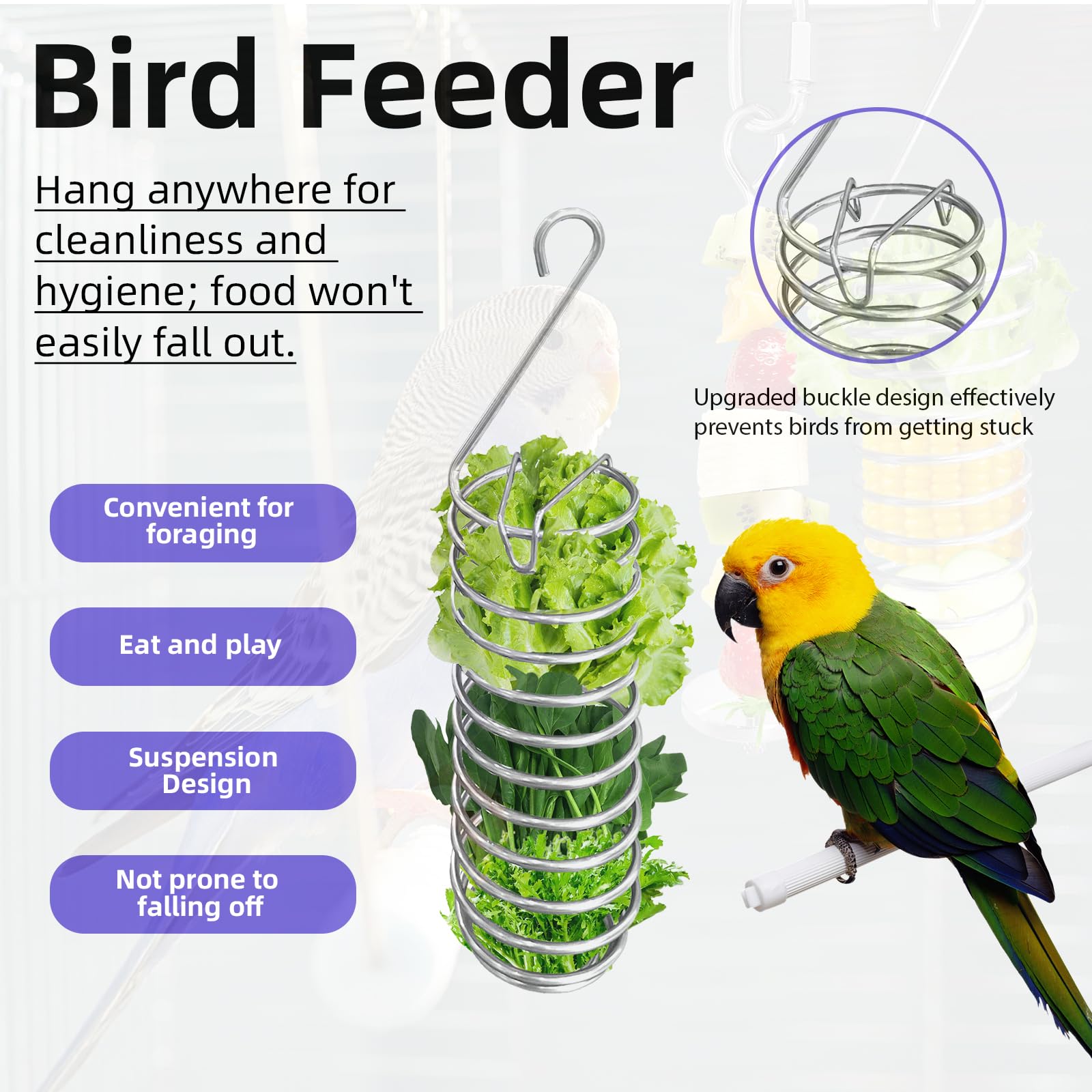 LJZP 6Pcs Rat Enrichment Toys, Stainless Steel Rat Foraging Toy for Fruit Vegetable Holder, Bird Food Holder Hanging Slow Feeder Clip for Parrot Bird Rodents - image 4