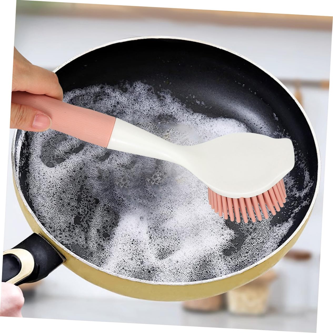 Juego De Cepillos para Lavar Platos Antiadherente 2 Piezas De Silicona TPR Rosa y Azul Mango Ergonómico para Fregadero De Cocina Limpieza Eficaz De Ollas y Sartenes Uso Doméstico