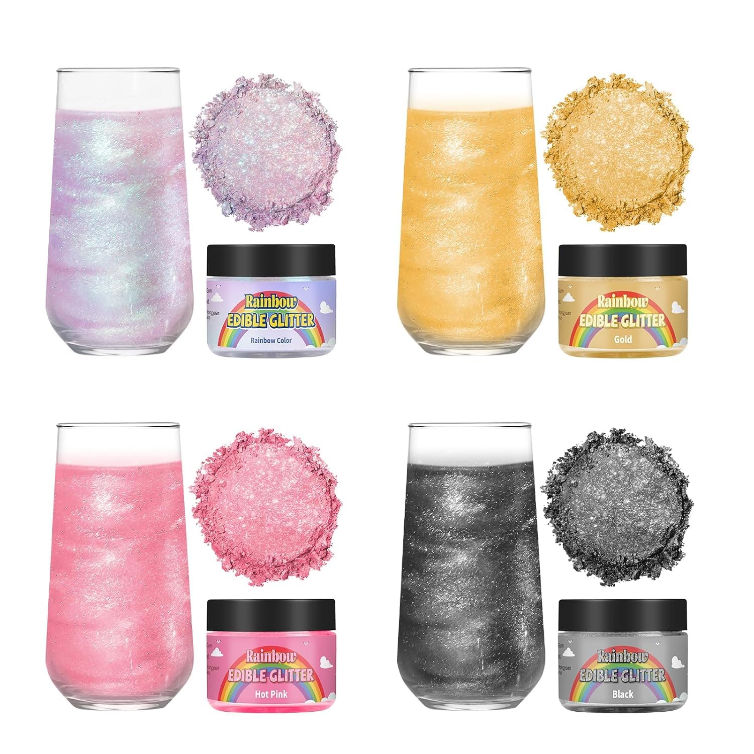 Edible Glitter for Cocktails, Rainbow Easter Luster Dust Edible for Drinks, Food Grade Shimmer Dust, Sprinkle Powder, Baking, Strawberries, Cupcakes, Cookies Decoration, Eggs, Candy