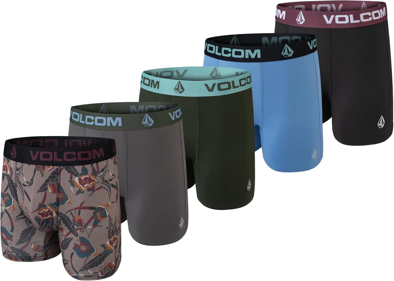 Volcom Mens Boxer Briefs 5 Pack Poly Spandex Performance Boxer Briefs Underwear