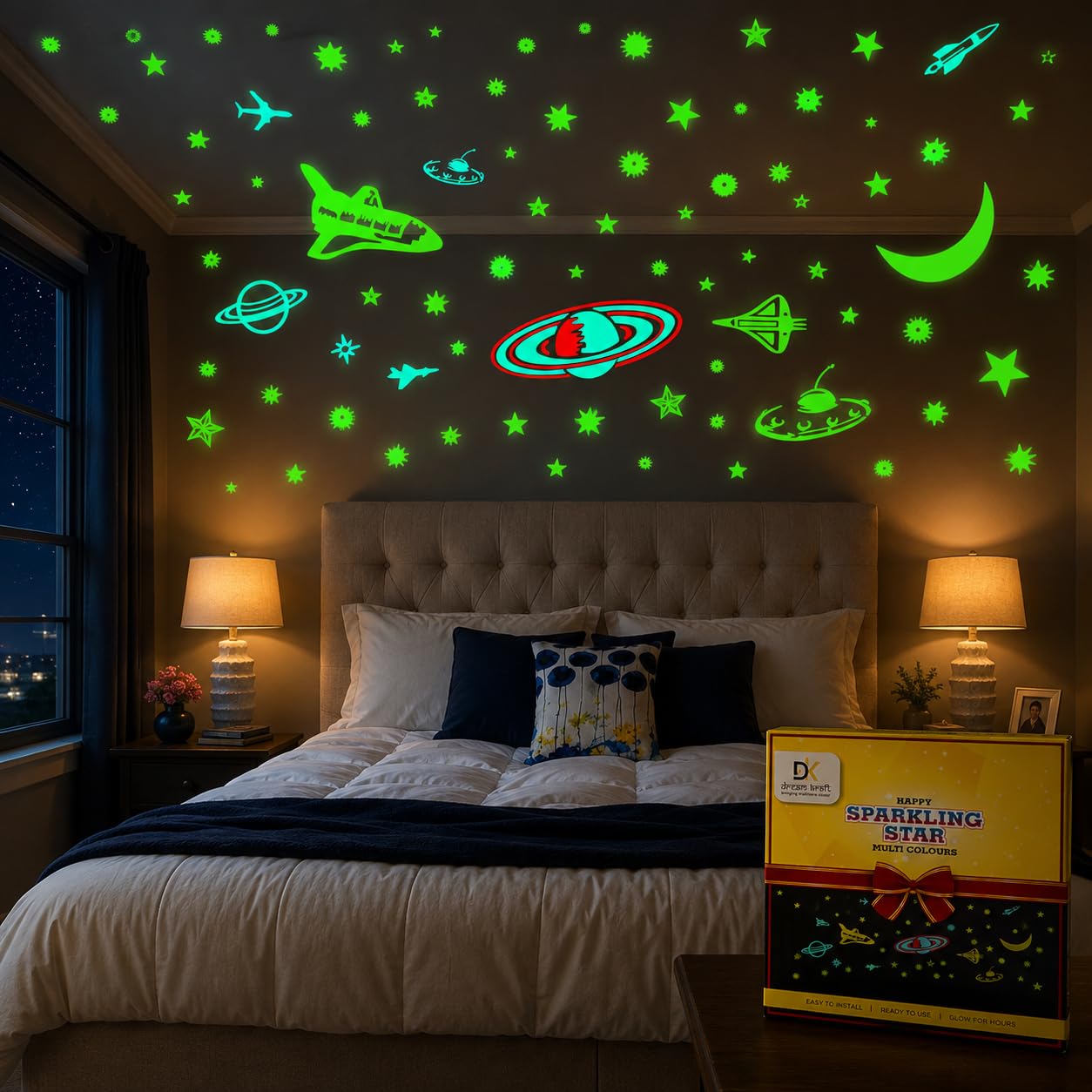 DreamKraft Vinyl Galaxy of Stars Wall Glow in The Dark Stickers 24 x19x2 CM, Multicolor-image-19