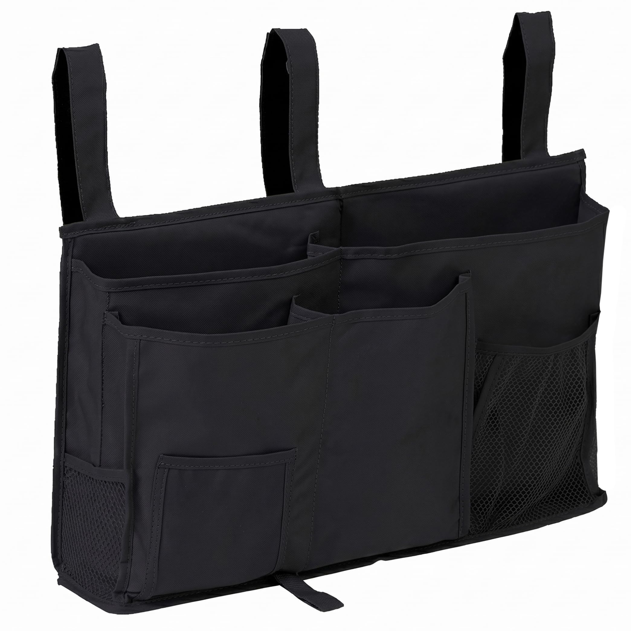 Bemonew Bed Pocket Bedside Caddy, Large Storage Bunk Bed Organizer with Multi-pockets for Dorms, Camps, Rails, 20x12x4in, Black
