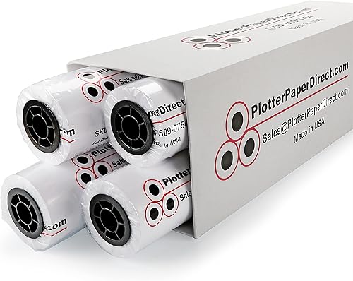 Plotter Paper Direct (18 libras, translúcido  4 rollos, núcleo de 2 pulgadas  24 pulgadas x 300 pies) para impresión CAD en impresoras de chorro de
