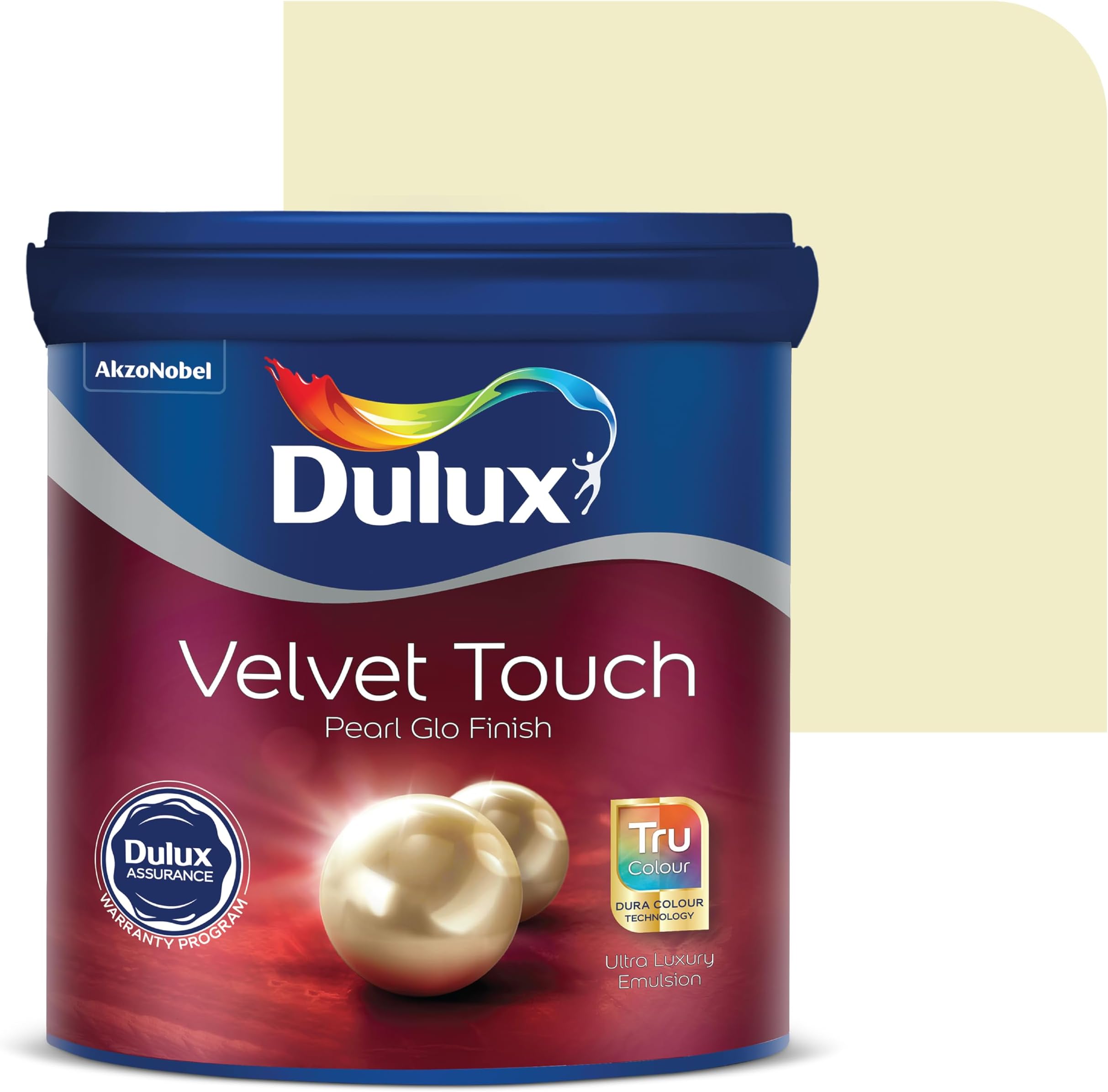 Dulux Velvet Touch Pearl GLO Interior Emulsion Paint (1L, Barely Green) – Luxurious soft-sheen wall paint, highly durable, washable, rich, intense colors, with 6-year warranty