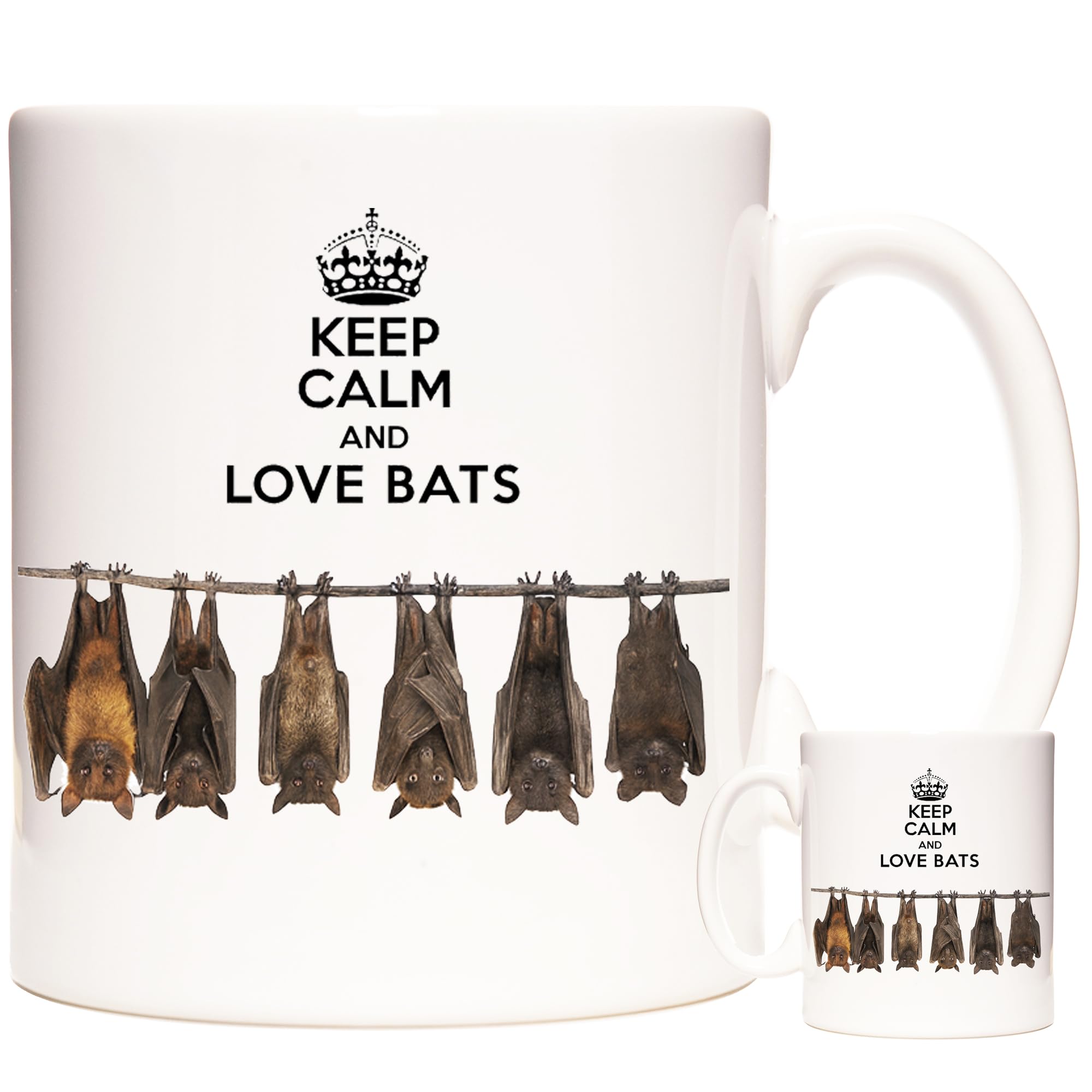 KAZMUGZ BAT Mug Keep Calm and Love Bats Mug – 11oz Ceramic Bat Lover Gift – Funny Wildlife Coffee Cup – Supplied in Strong Gift Box