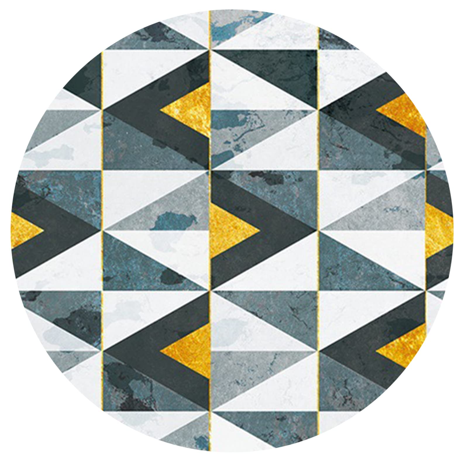 Designerski dywan, okrągły, z krótkim włosiem, nowoczesny, orientalny, klasyczny, z ornamentami, do salonu, sypialni, pokoju dziecięcego, niebiesko-złoty, geometryczny, okrągły, Ø 200 cm