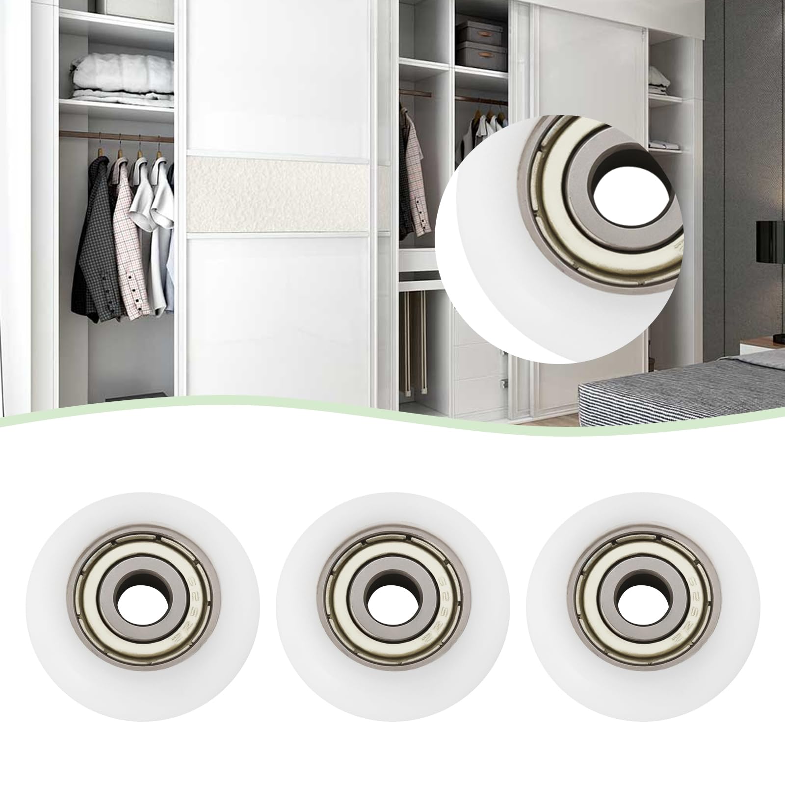 Create idea 10pcs Nylon Carbon Steel Pulley Wheels Ball Bearing Guide Roller for Furniture Hardware Accessories Sliding Doors Glass Sliding Doors (5x23x7mm) - Image 2