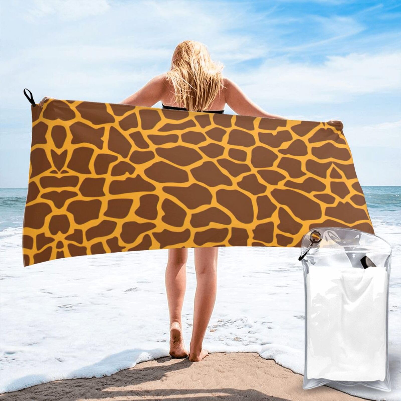 WYCZHY Giraffe Print Print Beach Towel Soft Quick Dry For Spa Pool Gym Vacation Travelers Women Men Adults Sauna Gift