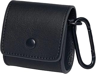 [Dom Teporna] イヤホンケース 本革 SoundcoreLiberty4対応 Anker対応 AirPods4対応 Galaxy Buds2対応 全面保護 キズ防止 おしゃれ カラビナ付き ボタン留め 入れたまま充電 サウンドコアカバー マットブラック