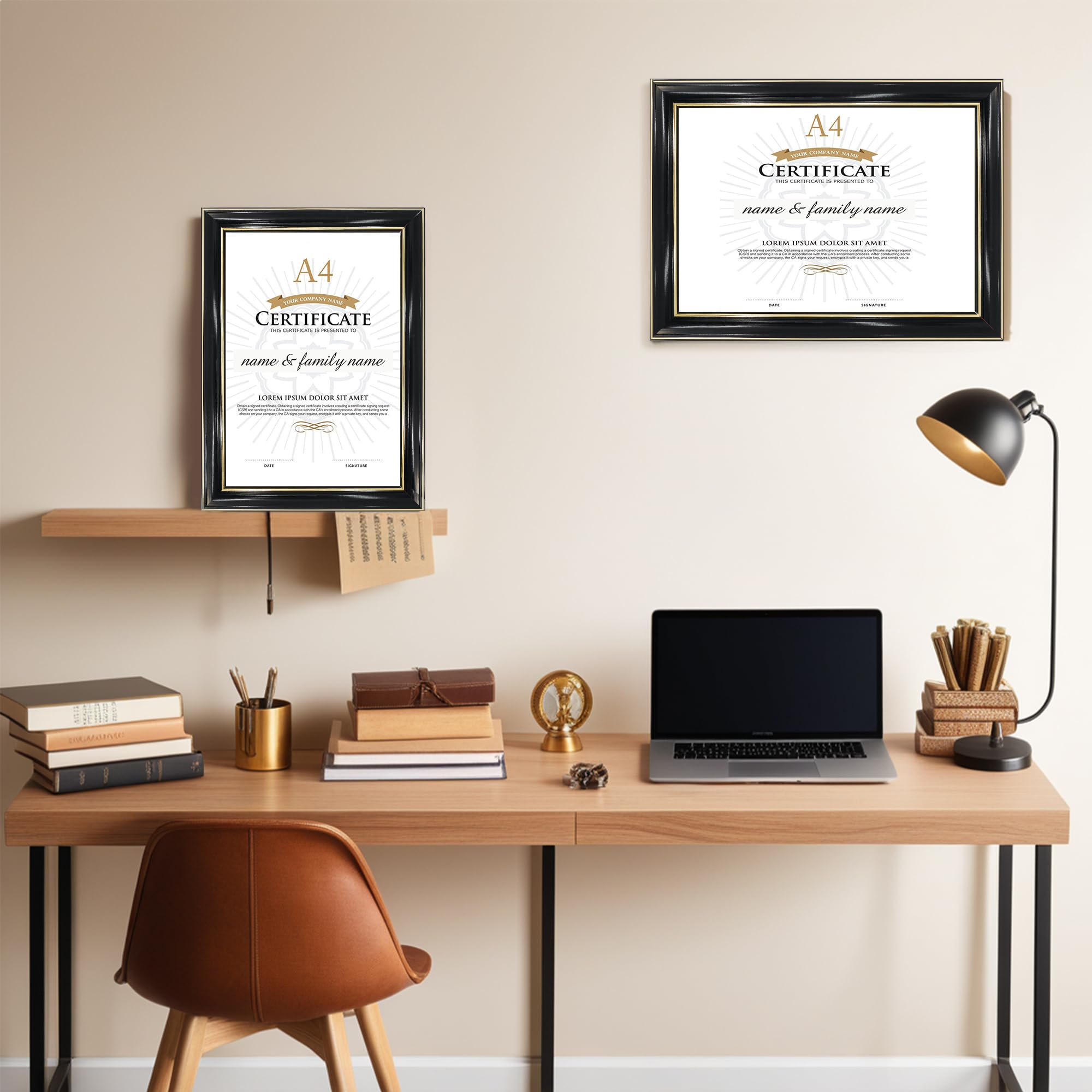 GraduationMall A4 Certificate Frame Diploma Frame Document Picture Holder Solid Wood Real Glass for Wall Tabletop Display Black - Image 2
