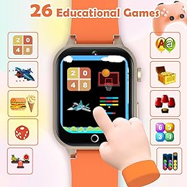 Luyiilo Kids Games Watch, with 26 Puzzle Games, Touch Screen, HD Camera, Alarm Clock, Toys for Ages 3-12 Years Old.Birthday Gift for Boys Girls (Orange)