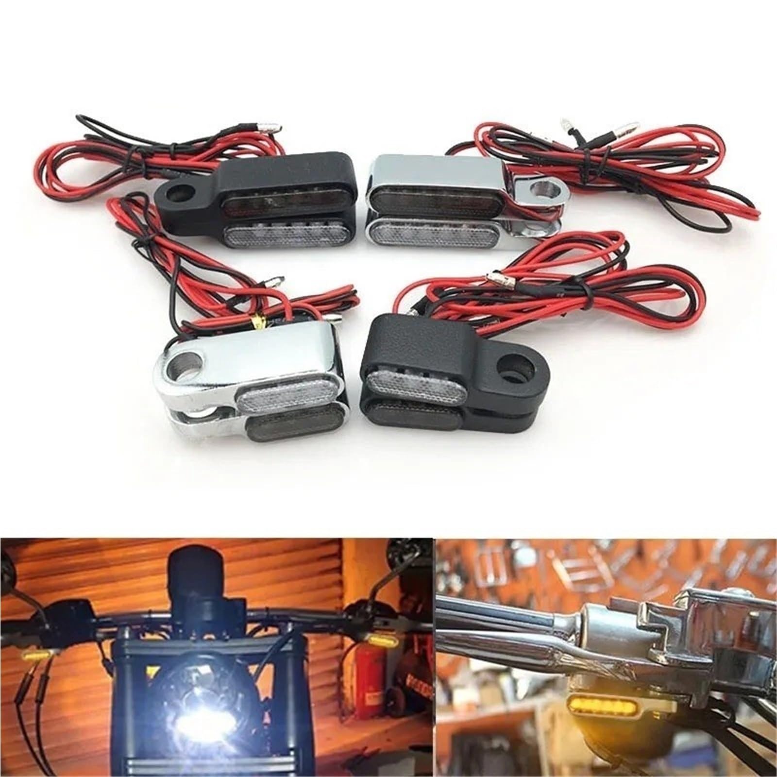 Luces de señalización Indicadores De Motocicleta Scooter 12 V | Indicadores de motocicleta Scooter de 12 V Luz de señal de giro(Black clear-L)