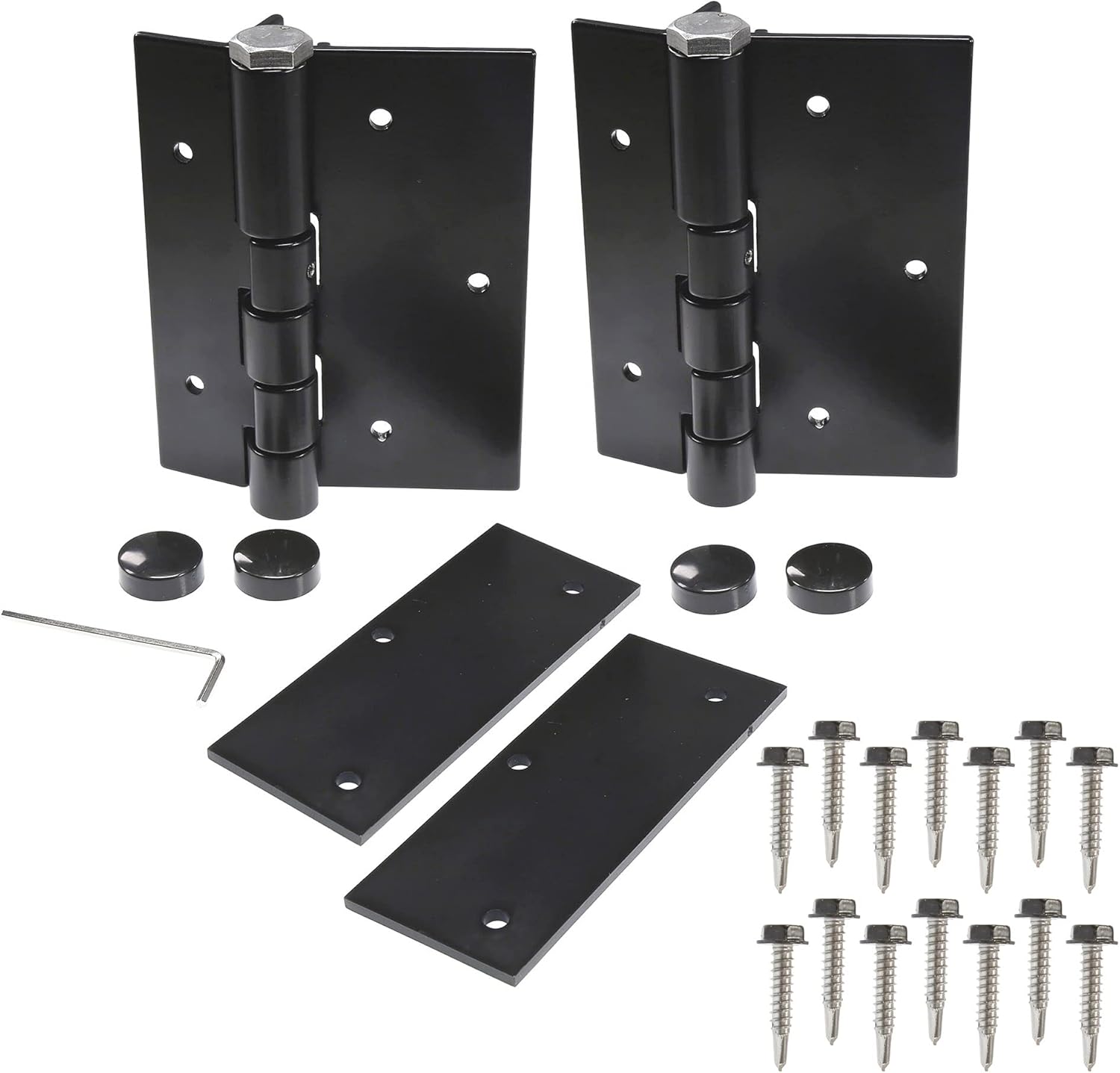 Plum Fittings Pair of Aluminum Black Self-Closing Fence Gate Hinges for Aluminum | Vinyl | Iron | Wood Gates (Black)