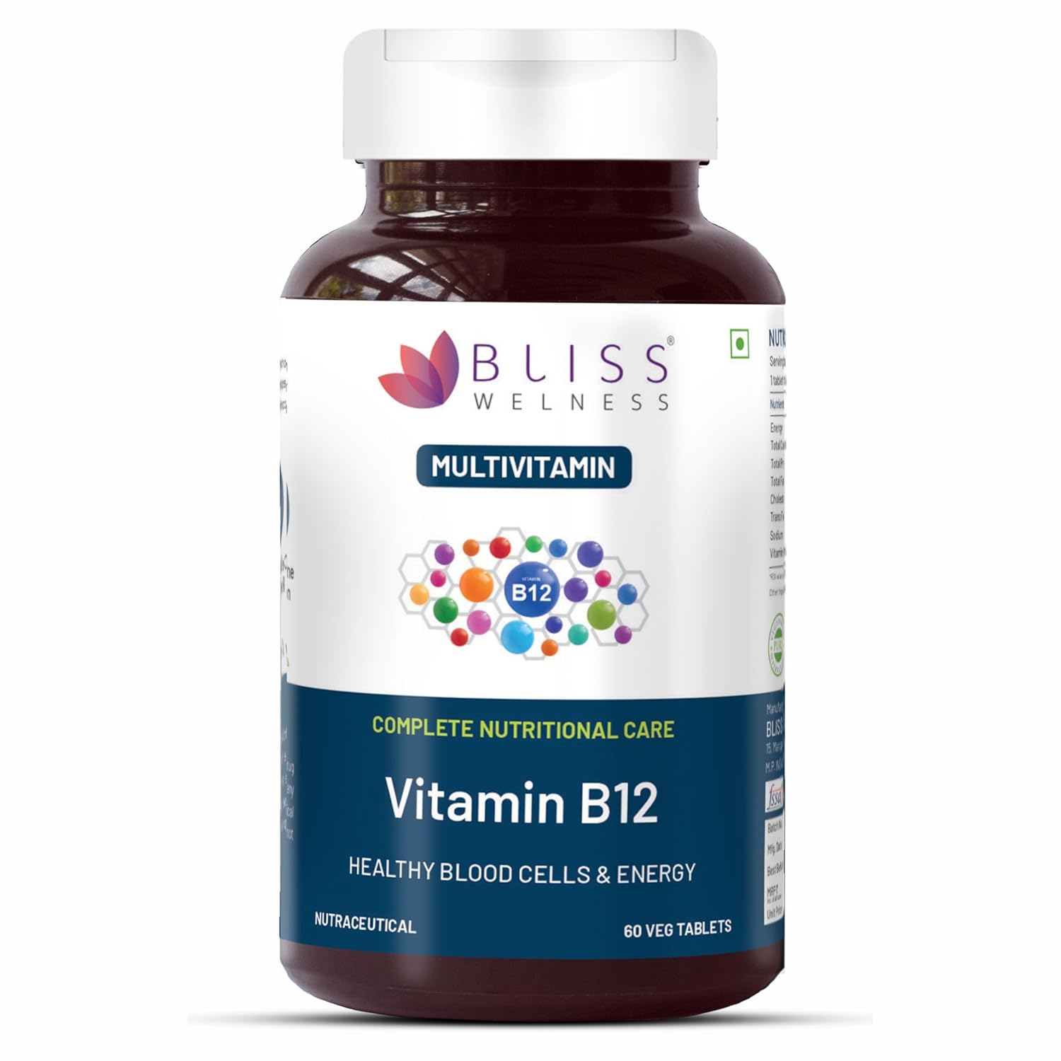 Bliss Welness Vitamin B12 100 RDA Cynocobalamine Boost Energy