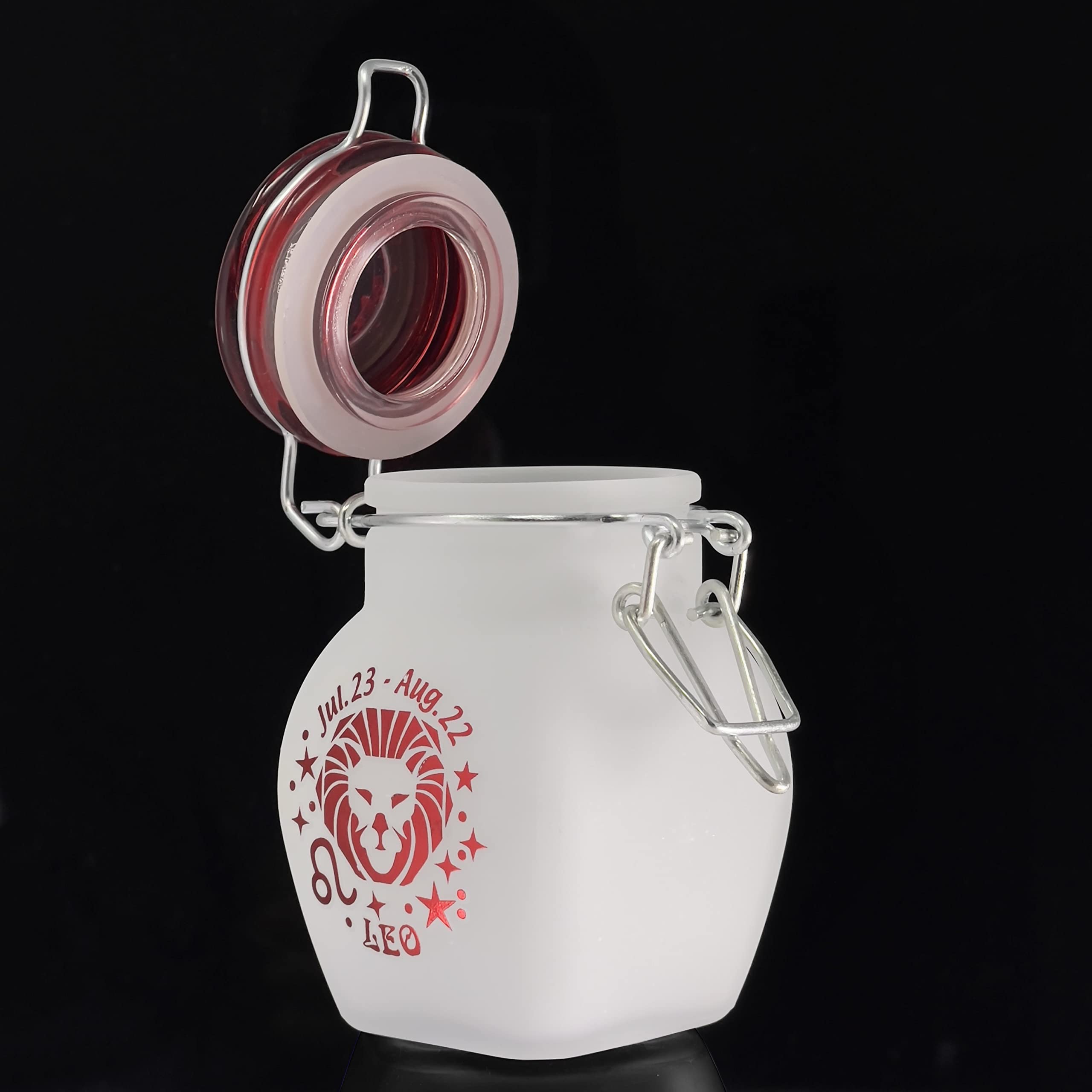 Zodiac Sign Quarter Oz (125ml) Smell Proof Airtight Glass Storage Jar, 3.25