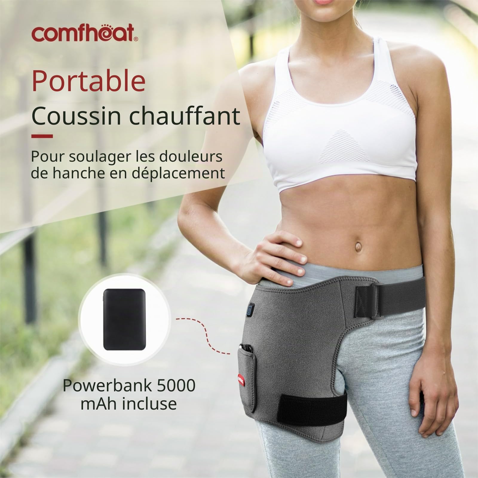 Coussin chauffant sans fil hanche sciatique batterie externe 5000 mAh inclus
