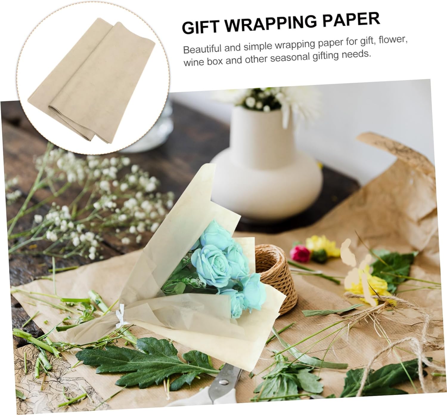 Levemolo 50pcs Tissue Paper Sheets for Gift Wrapping Soft Durable Packaging for Holidays and Presents Lined Milk Cotton Paper
