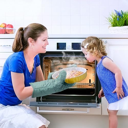 Miniatura 9 de Tuff4ever Manoplas de horno 2 en 1 con agarre de silicona antideslizante, almohadillas calientes resistentes al calor para cocina, hornear, cocinar,
