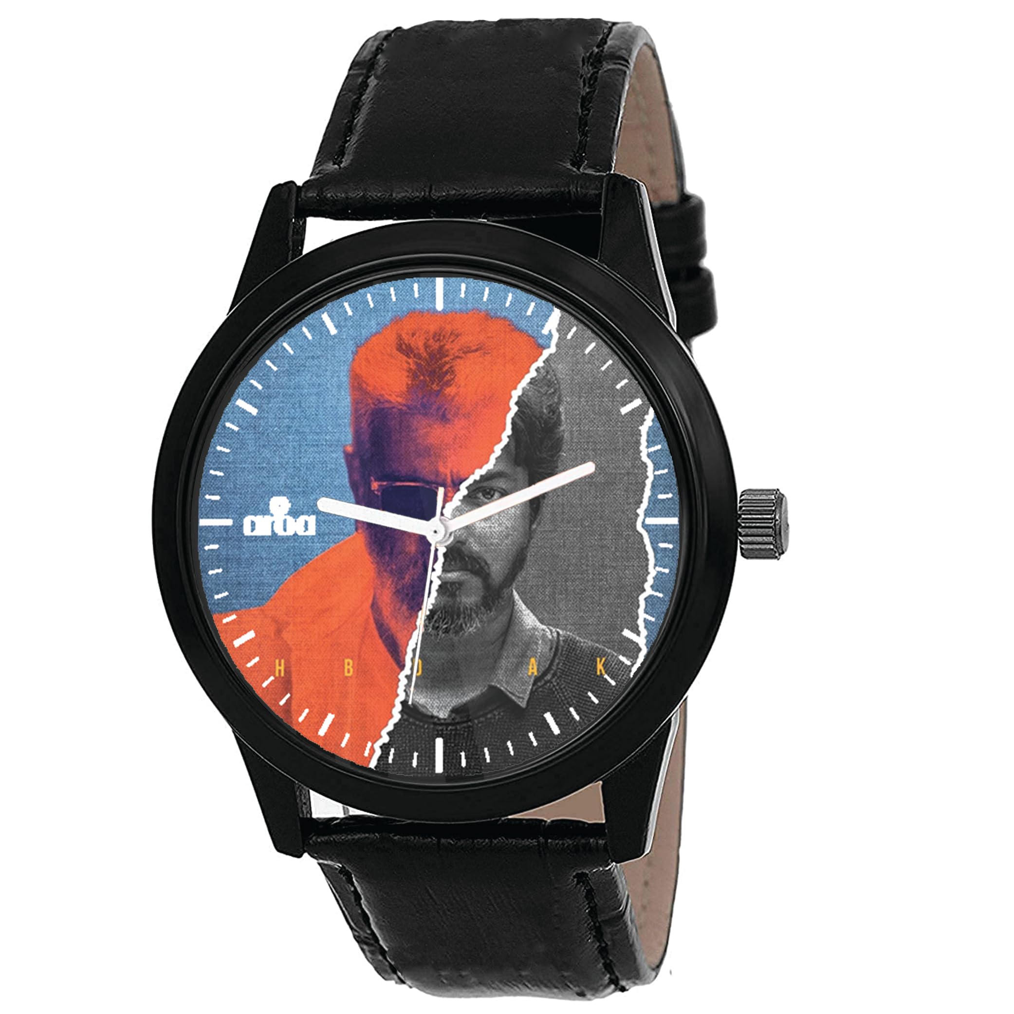 Watch New Watch for Tamil Cinema Series : Thala Thalapathy Model : 898 Black Metal Type Analog Black Strap Watch Blue Dial for Men Stylish Watch for Boys-