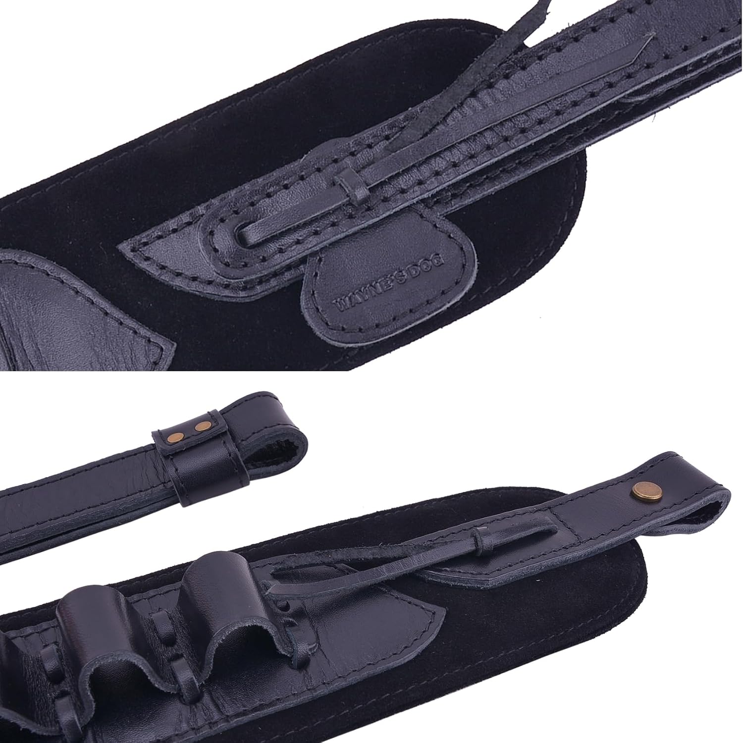 Full Grain Leather Ammo Holder Rifle Sling for .30-30 .357 .45-70 .44MAG .308 12GA