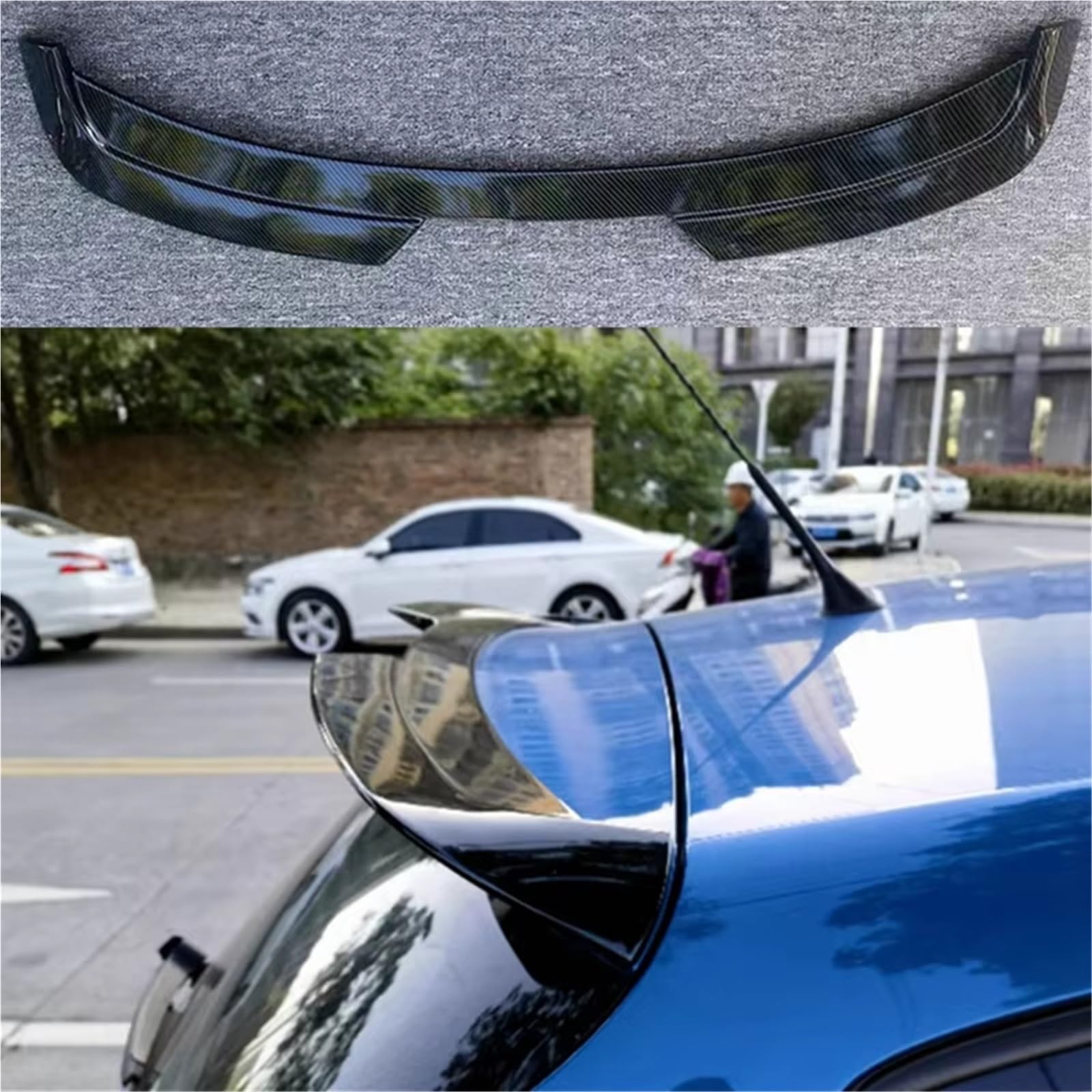 Voiture Queu Aile Becquet Arrière en Plastique ABS Non Peint pour Seat Leon MK2 2009-2012, Aspect Fibre De Carbone, Couvercle De Coffre Spoilers(Fake Carbon Fiber)