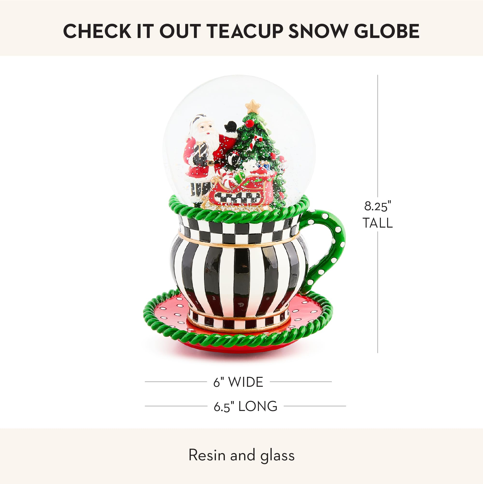 Amazon.com: MACKENZIE CHILDS Snow Globe, Christmas Decor for 