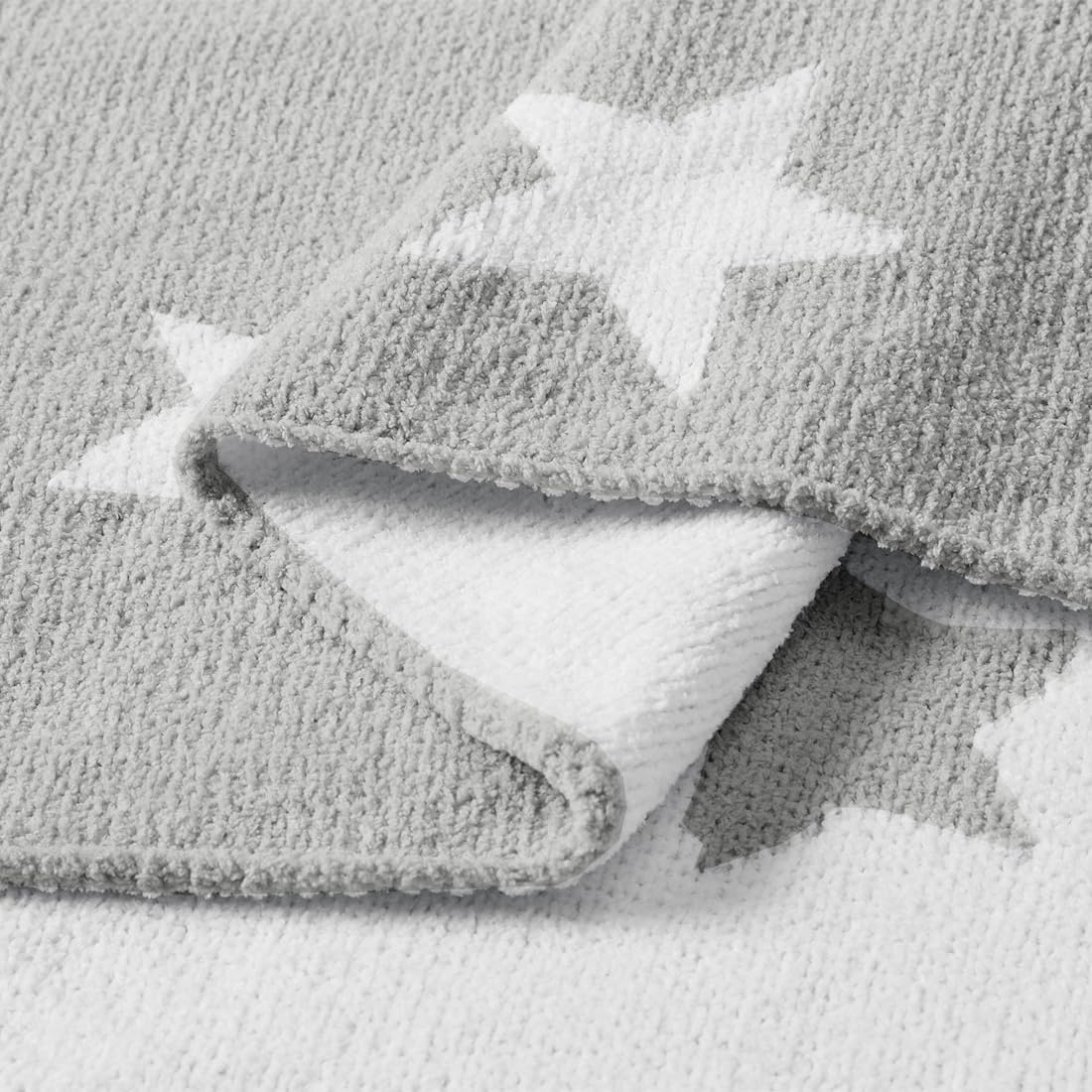 CREVENT 30"X40" Cozy Soft Warm Chenille Baby Blanket for Girls Boys, Newborn Essentials for Infant, Baby Shower Receiving Gift - Grey Star - Image 6