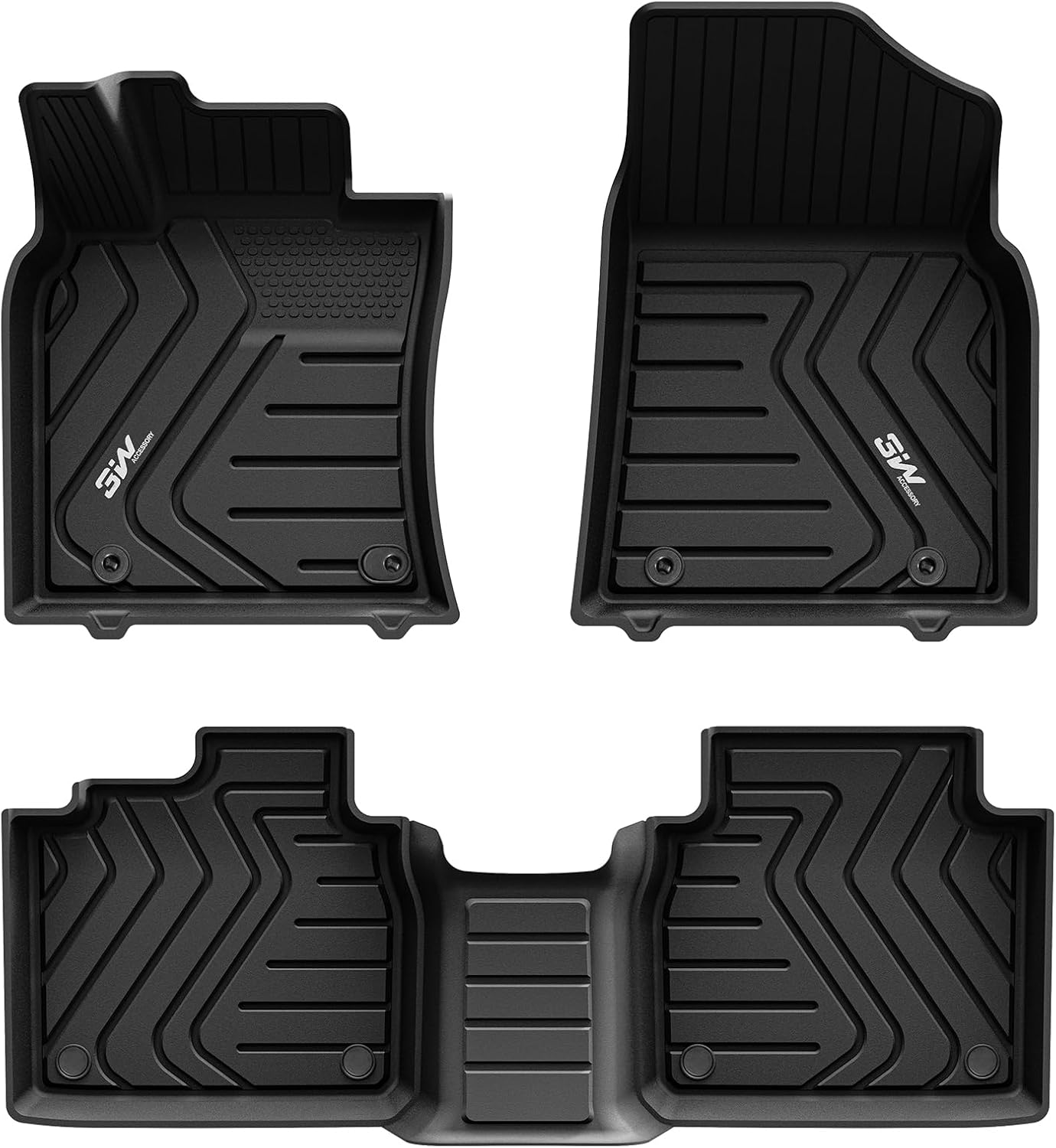 3W Floor Mats Fit Lexus ES 2019-2024 2025 ES350 ES300h, TPE All Weather Custom Fit Floor Liner for Lexus ES 1st and 2nd Row Car Mats, Black