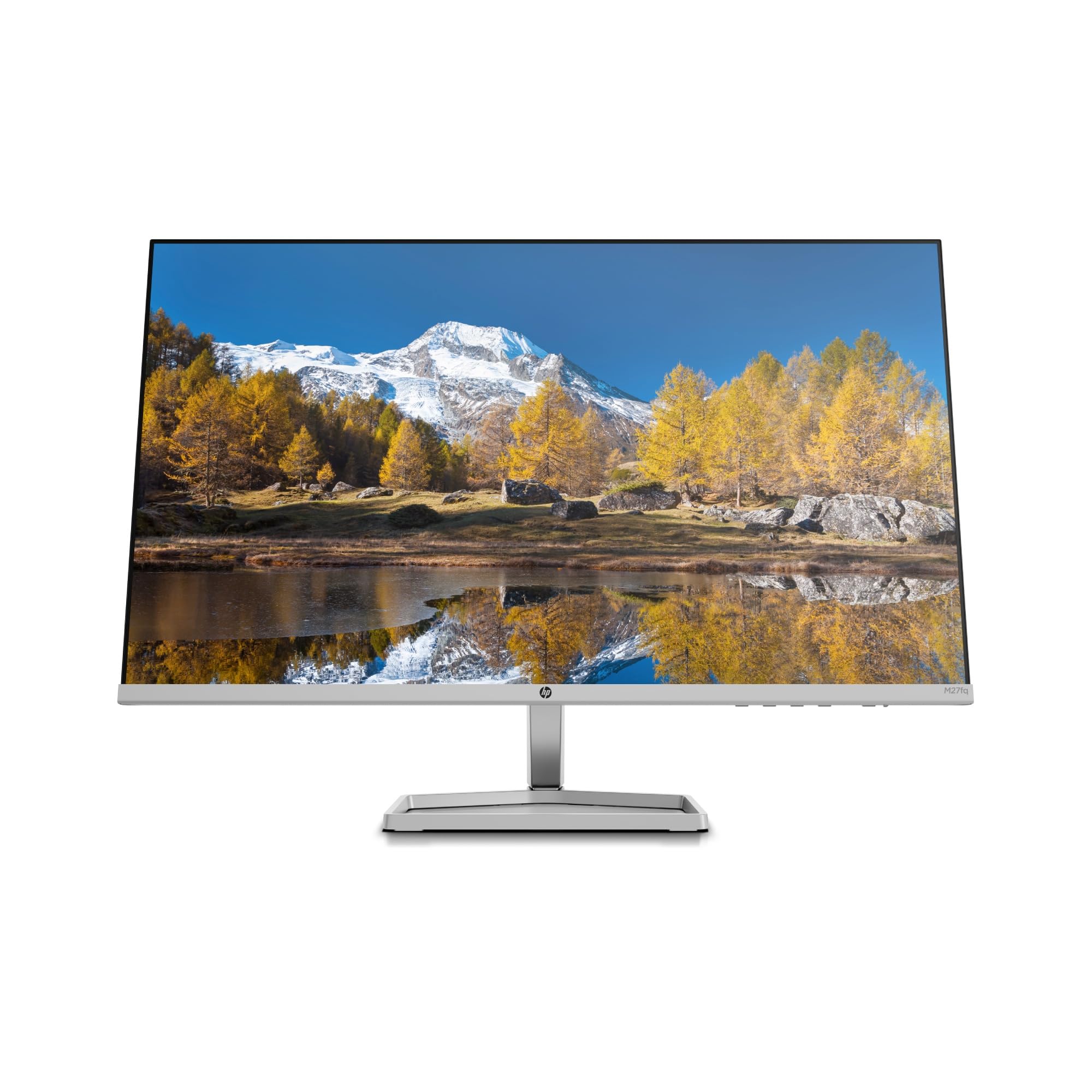 HP M27fq - Monitor 27" QHD (2560x1440, IPS, AMD FreeSync, 5 ms, 99% sRGB, 300 Nits, Antirreflejo, Low Blue Light Eyesafe, Diseño de Microborde, HDMI y DisplayPort) Negro con Soporte Plata