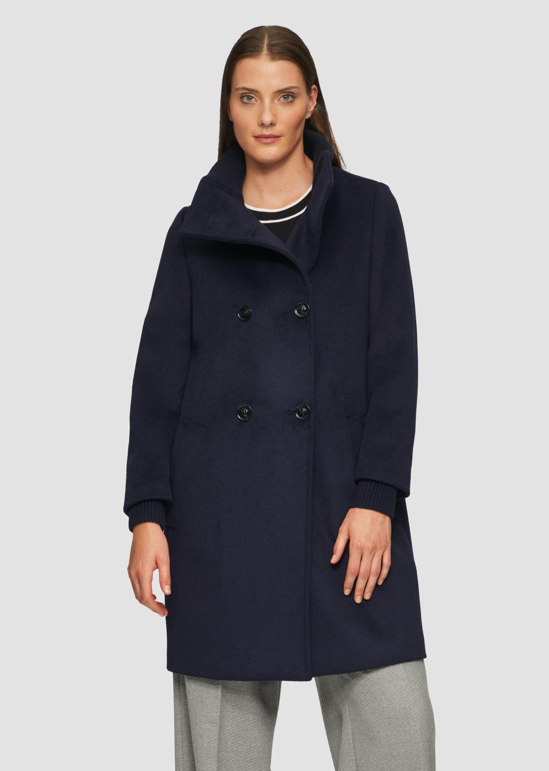 s.Oliver Damen 2151502 Mantel mit gerippten Stehkragen