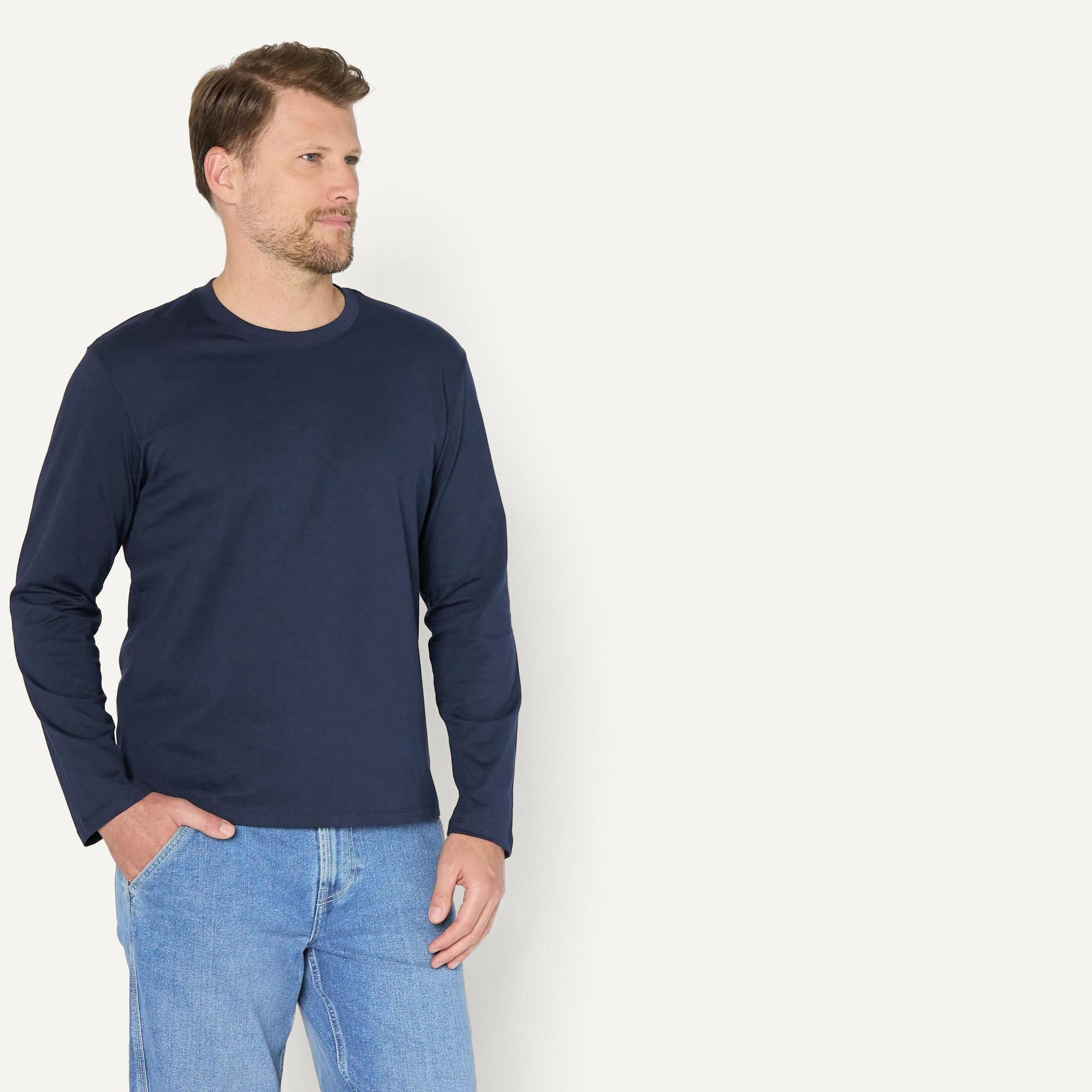 Amazon Essentials Męska koszulka z długim rękawem o luźnym kroju