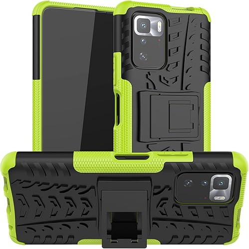 Funda para Xiaomi Redmi Note 10 Pro 5G, Funda para Xiaomi Poco X3 GT 5G 21061110AG Case 2 en 1 con Kickstand Fundas Funda Verde