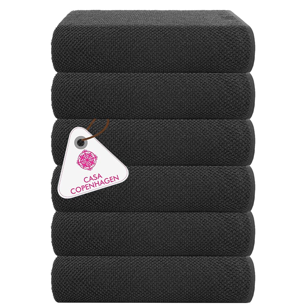 Casa Copenhagen Pine Grey Popcorn Textured 6-Piece Small Bath Towel Set - 550 Gsm, 6-Piece Small Bath Towels, Cotton Towels For Rough And Tough Use, Gift Set For The Bathroom