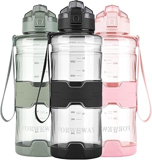 Sports BPA-Free Large Tritan Leakproof Plastic Water Bottle with Filter - 1.5 Liter Reusable Big Drink Bottle for Adults, Portable for Fitness, Outdoor, Camping, Hiking