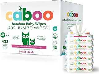 Caboo Bamboo Baby Wipes Unscented - MADE SAFE Certified, Sensitive Skin Safe, Eco-Friendly, 216 Count (3x72 Packs)