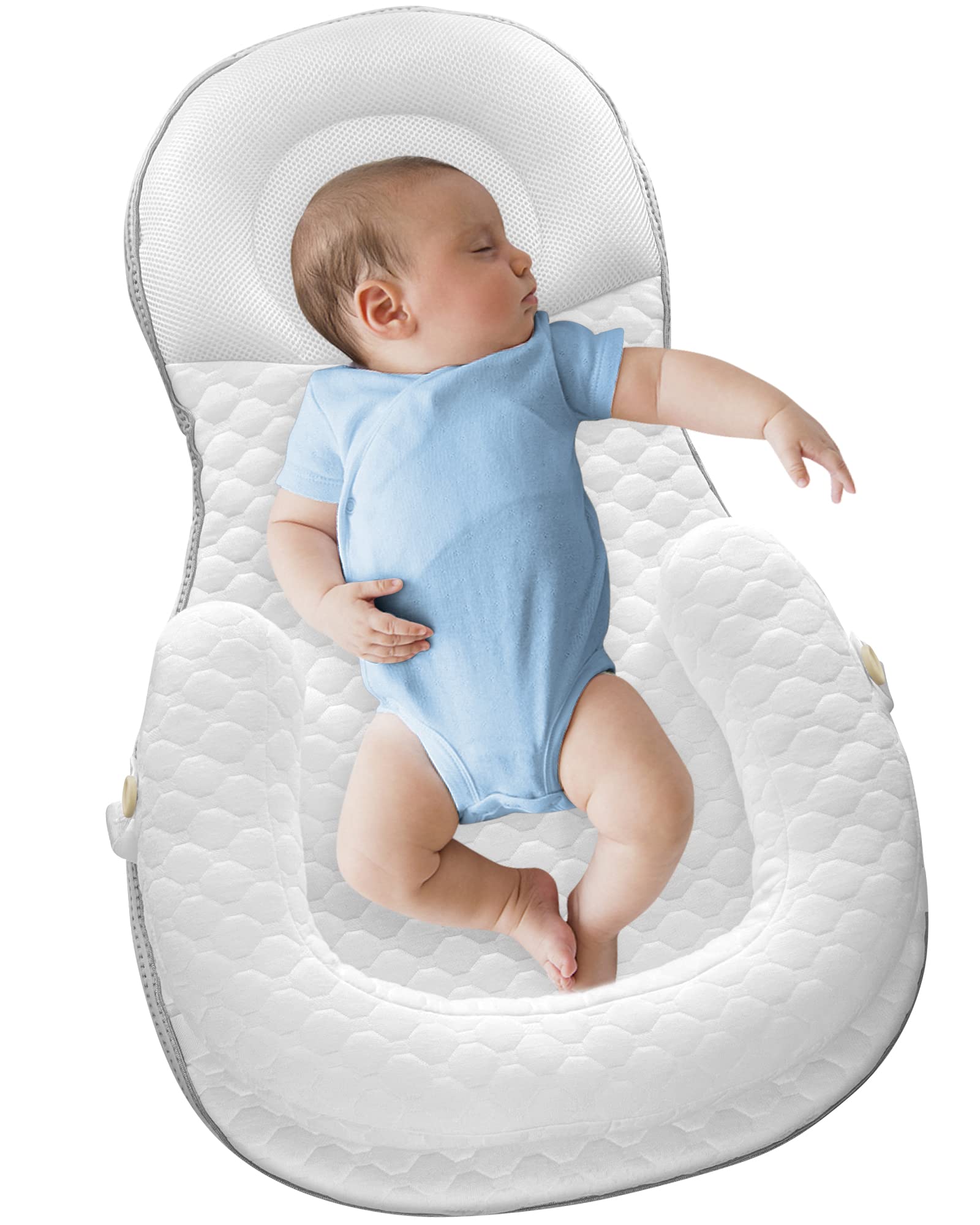 Baby Nests Baby Lounger Newborn Snuggle Nest Sleeping Bassinet for Baby 0-12M, Breathable Portable Co Sleeping Bed Adjustable Infant Soft Cotton Loungers for Travel Portable Infant Bed