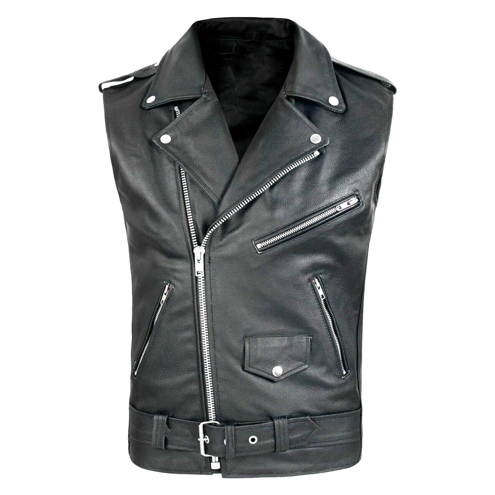 Genérico Chaleco de cuero sin mangas para hombre moderno y elegante cremallera resistente estilo casual perfecto para salidas urbanas
