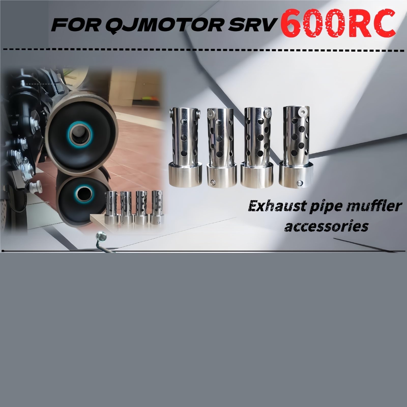 Motocyklowe tłumiki końcowe Pasuje do QJMOTOR SRV600RC-zmodyfikowana rura wydechowa-tłumik-tłumik wydechowy SRV600RC-redukcja dźwięku-redukcja hałasu(C)