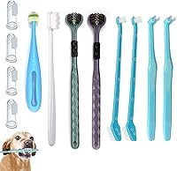 Vista 8 de Cepillo de dientes para perros, cepillos de dientes de dedos, cepillo de dientes de 360 grados, cepillos de dientes de triple cabeza para perro