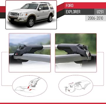 ACE-1 Intermediate Weft Ceiling Bar Gray 3 Pieces Compatible with Ford Explorer 2006-2010
