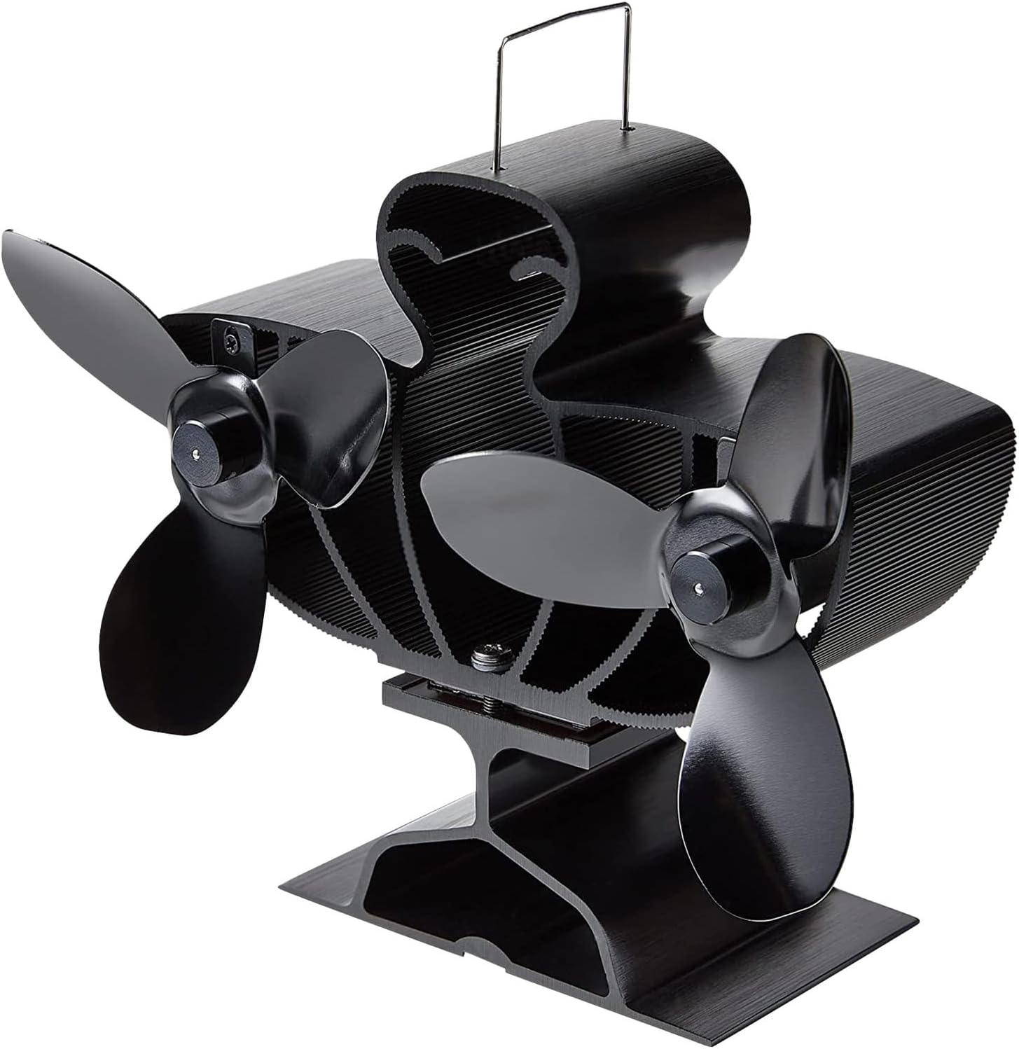Heat Powered Stove Fan None Battery Required Double Head Fireplaces Quiet Wood Burning for Faster Warming Wood Burning Replacement Woods Burners Double Head Shape Fireplaces