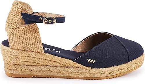 Hecho a mano en España Pubol, cuña de 2 pulgadas, correa en el tobillo punta cerrada clásico tacón de alpargatas